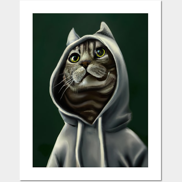 Hoodie Cat Wall Art by maxcode